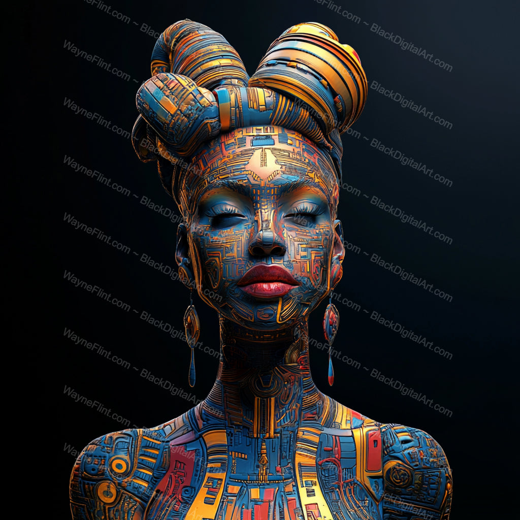 Elevate Your Space with Unique Black Digital Art Portraits