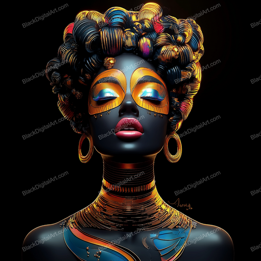 Golden Serenity: The Afro Diva